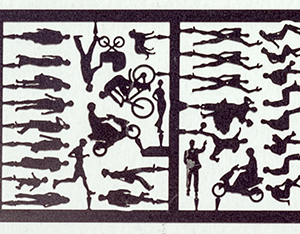 Edelstahl Silhouettefiguren und Fahrzeuge 1:200