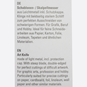Schablonenmesser mit spitzer Klinge